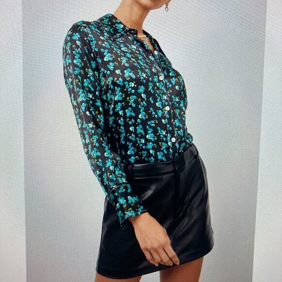 Women's Rails Shirt, Andrea Mint Floral L, Black & Teal - Picture 3 of 16